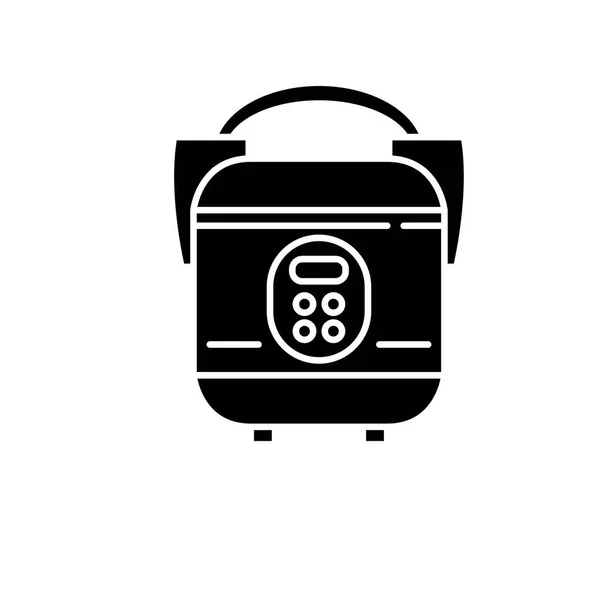 Slow Cooker schwarzes Symbol, Vektorzeichen auf isoliertem Hintergrund. Slow-Cooker-Konzept Symbol, Illustration — Stockvektor