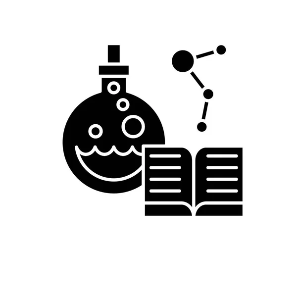 Science icône noire, signe vectoriel sur fond isolé. Concept scientifique symbole, illustration — Image vectorielle