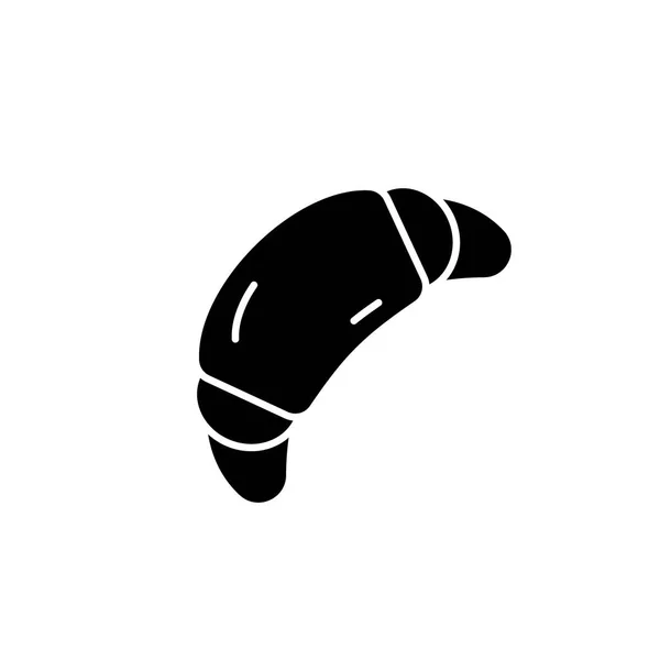 Croissant schwarzes Symbol, Vektorzeichen auf isoliertem Hintergrund. Croissant-Konzept Symbol, Illustration — Stockvektor