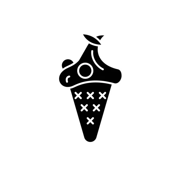 Kirscheis schwarzes Symbol, Vektorzeichen auf isoliertem Hintergrund. Kirscheis-Konzept Symbol, Illustration — Stockvektor