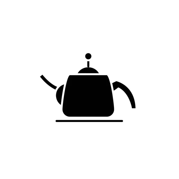 Theepot Zwart pictogram, vector teken op geïsoleerde achtergrond. Theepot concept symbool, afbeelding — Stockvector