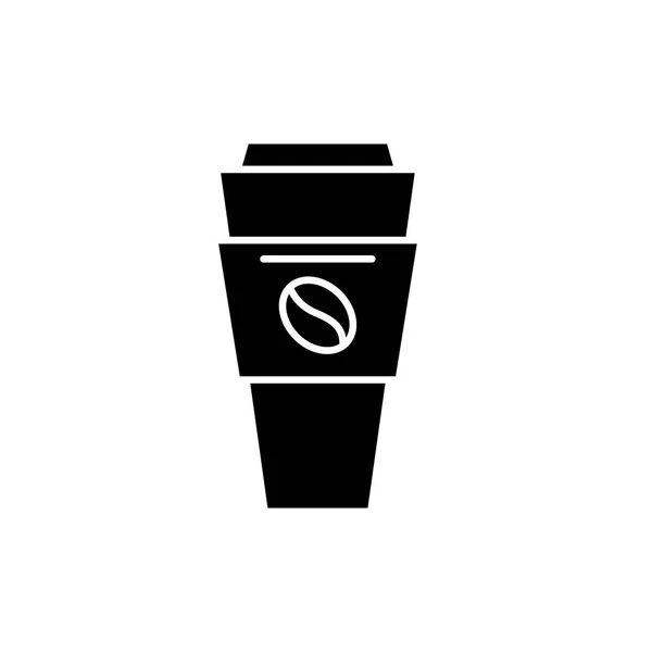 Кофейная кружка с черной иконкой, векторный знак на изолированном фоне. Кофейная кружка с символом концепции, иллюстрация — стоковый вектор