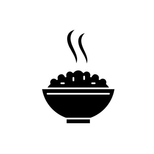 Ícone preto de mingau de cereal, sinal de vetor em fundo isolado. Símbolo de conceito de mingau de cereal, ilustração —  Vetores de Stock