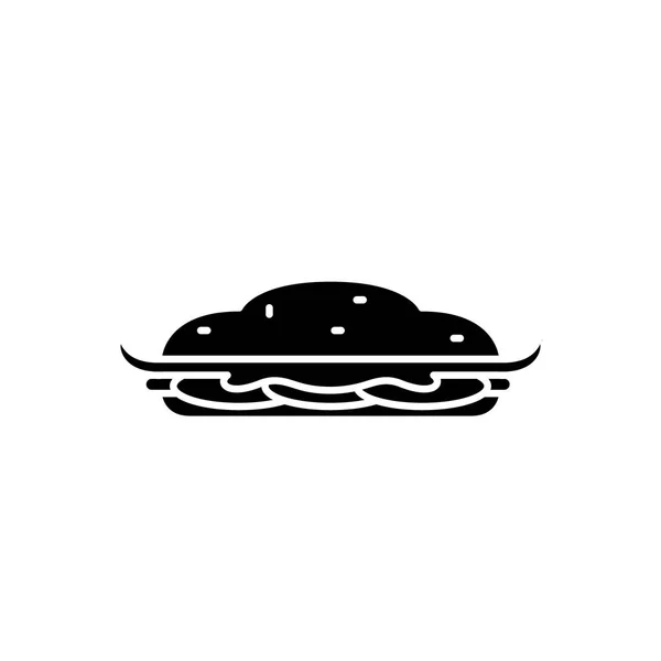 Cozinhar bolo ícone preto, sinal de vetor em fundo isolado. Cozinhar bolo conceito símbolo, ilustração — Vetor de Stock