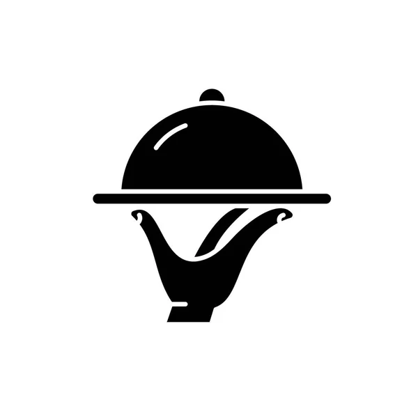 Catering schwarzes Symbol, Vektorzeichen auf isoliertem Hintergrund. Catering-Konzept Symbol, Illustration — Stockvektor