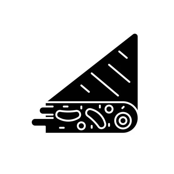 Icône tortilla noire, signe vectoriel sur fond isolé. Concept de tortilla symbole, illustration — Image vectorielle