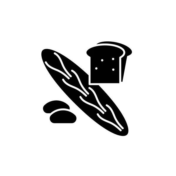 Boulangerie icône noire, signe vectoriel sur fond isolé. Concept de boulangerie symbole, illustration — Image vectorielle