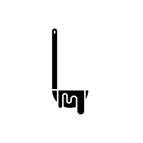 Naběračka černou ikonou, vektor znamení na izolované pozadí. Naběračku koncept symbol, ilustrace — Stockový vektor