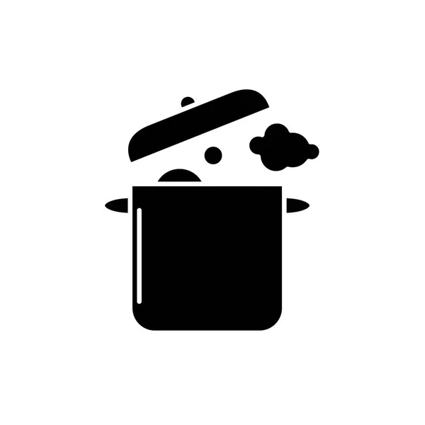 Inicio cocina icono negro, signo vectorial sobre fondo aislado. Símbolo de concepto de cocina casera, ilustración — Vector de stock