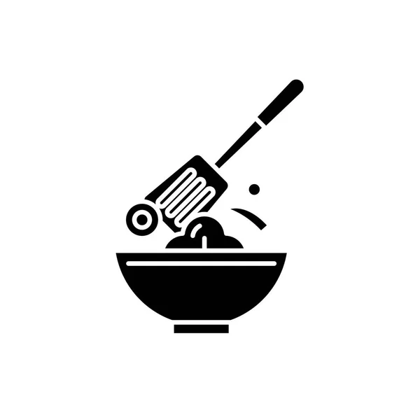 Siyah simgesi yemek, izole arka plan tabelada vektör. Pişirme kavramı sembol, illüstrasyon — Stok Vektör