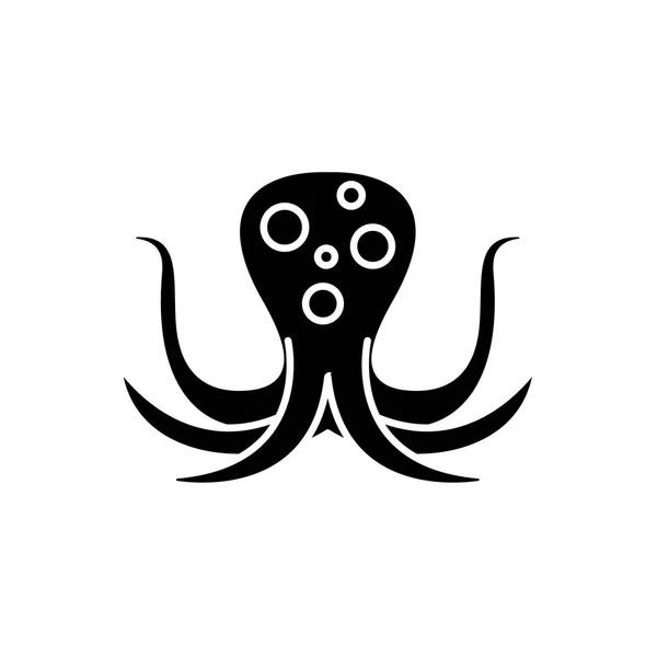 Duże octopus czarny ikona, wektor znak, na na białym tle. Duże octopus pojęcie symbolu, ilustracja — Wektor stockowy