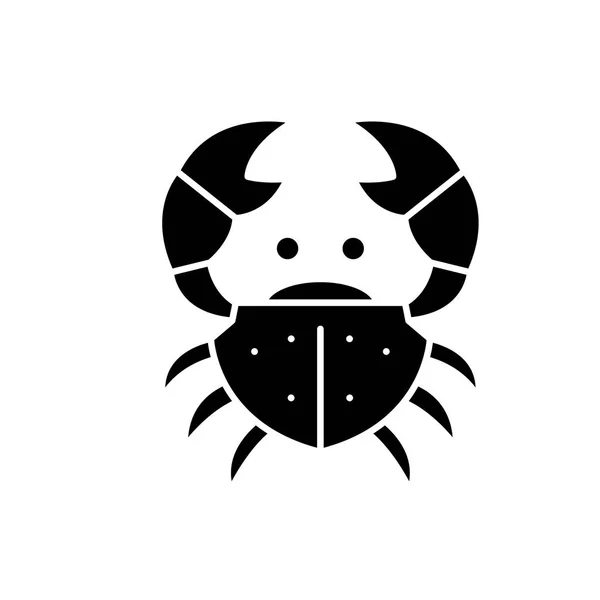 Ícone preto caranguejo, sinal de vetor em fundo isolado. Símbolo de conceito de caranguejo, ilustração —  Vetores de Stock