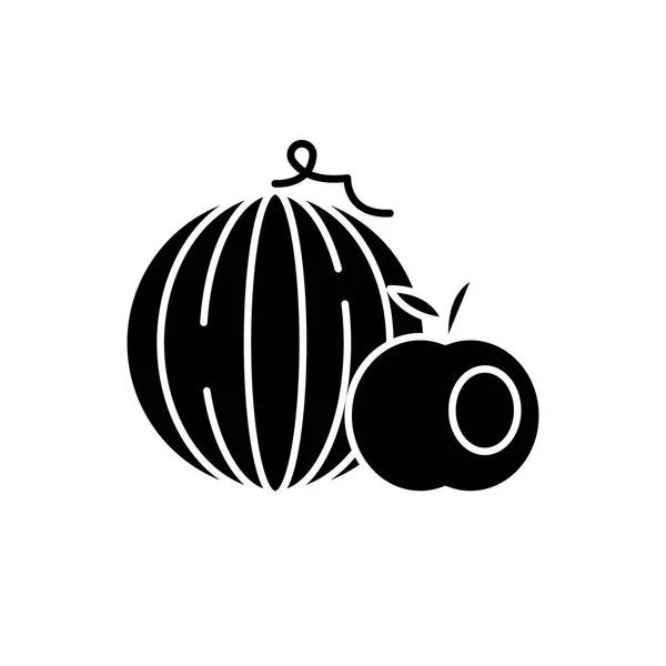 Fruits Icône Noire Signe Vectoriel Concept Sur Fond Isolé Illustration — Image vectorielle