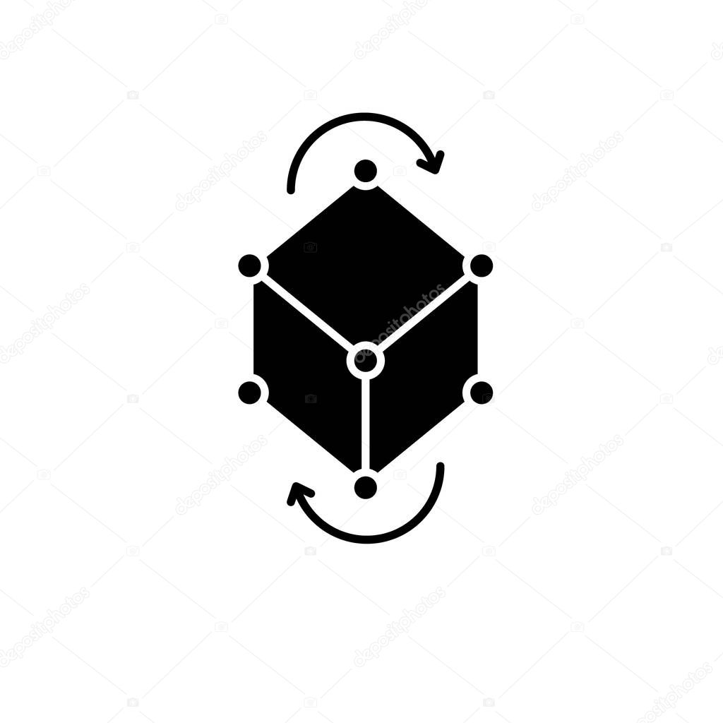 Business model pivot black icon, vector sign on isolated background. Business model pivot concept symbol, illustration 