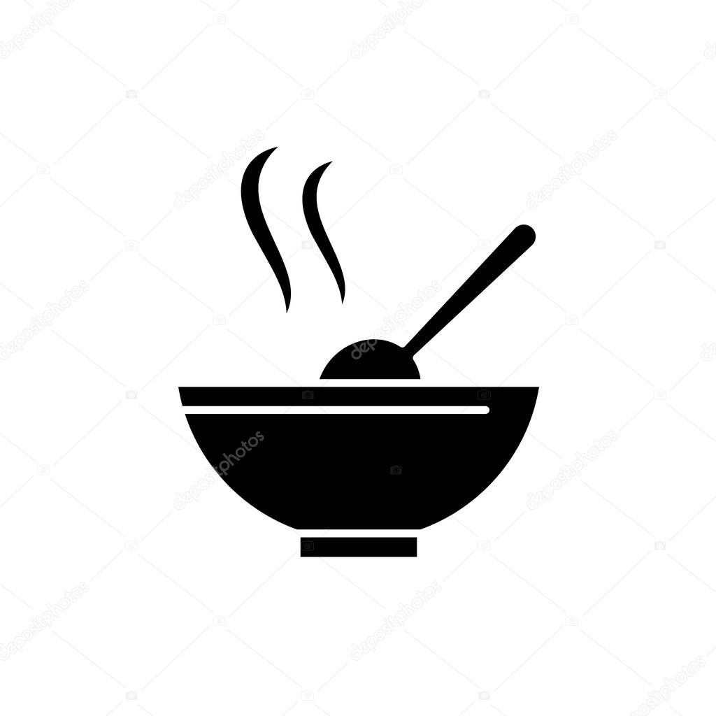 Soup black icon, vector sign on isolated background. Soup concept symbol, illustration 