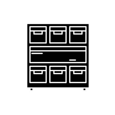 Belgeler siyah simgeyle kabine vektör izole arka plan üzerinde işareti. Kabin belgeleri kavramı sembol, şekil ve 