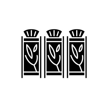 İç bölümleri siyah kutsal kişilerin resmi, vektör izole arka plan üzerinde işareti. İç bölümleri kavramı sembol, illüstrasyon 