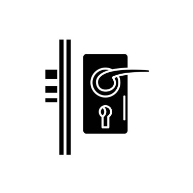 Kapı kilit siyah simgesi, izole arka plan tabelada vektör. Kapı kilit kavram simgesi, illüstrasyon 