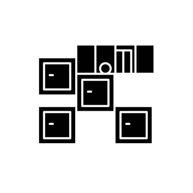 Banyo mobilya siyah kutsal kişilerin resmi, vektör izole arka plan üzerinde işareti. Banyo mobilya kavramı sembol, illüstrasyon 