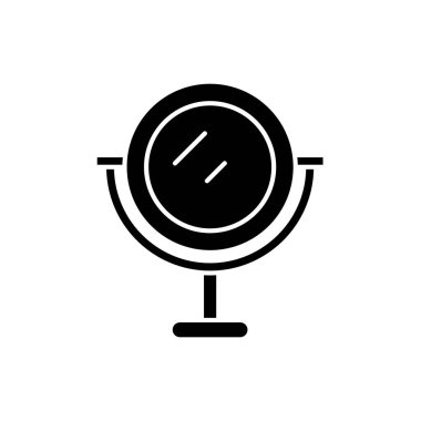 Makyaj aynası siyah kutsal kişilerin resmi, vektör izole arka plan üzerinde işareti. Makyaj aynası kavramı sembol, illüstrasyon 