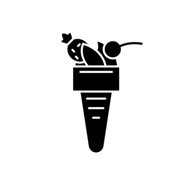 İtalyan dondurma siyah kutsal kişilerin resmi, vektör izole arka plan üzerinde işareti. İtalyan dondurma kavramı sembol, illüstrasyon 