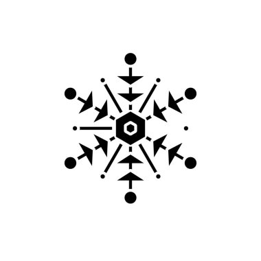 Kar tanesi siyah kutsal kişilerin resmi, vektör izole arka plan üzerinde işareti. Kar tanesi kavramı sembol, illüstrasyon 