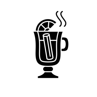 Ana sayfa simgesi siyah, izole arka plan tabelada vektör mulled şarap yaptı. Home made mulled şarap kavramı sembol, illüstrasyon 