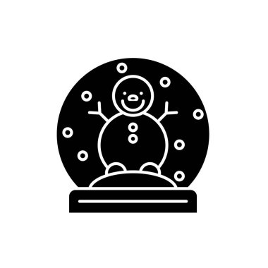 Kardan adam siyah simgeyle küre kar, izole arka plan tabelada vektör. Kardan adam kavramı simgesiyle, illüstrasyon kar küresi 