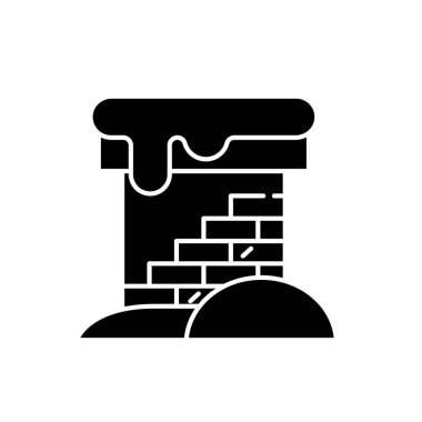 Tuğla baca siyah simgesi, izole arka plan tabelada vektör. Tuğla baca kavramı sembol, illüstrasyon 