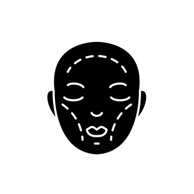 Plastik cerrahi siyah kutsal kişilerin resmi, vektör izole arka plan üzerinde işareti. Plastik cerrahi kavramı sembol, illüstrasyon 