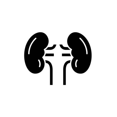Böbrek siyah kutsal kişilerin resmi, vektör izole arka plan üzerinde işareti. Böbrek kavramı sembol, illüstrasyon 