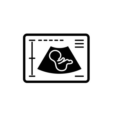 Hamilelik ultrason siyah kutsal kişilerin resmi, vektör izole arka plan üzerinde işareti. Hamilelik ultrason kavramı sembol, illüstrasyon 