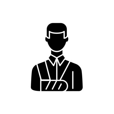 Bandajlı adamın siyah kutsal kişilerin resmi, vektör izole arka plan üzerinde işareti. Bandajlı adamın kavramı sembol, illüstrasyon 