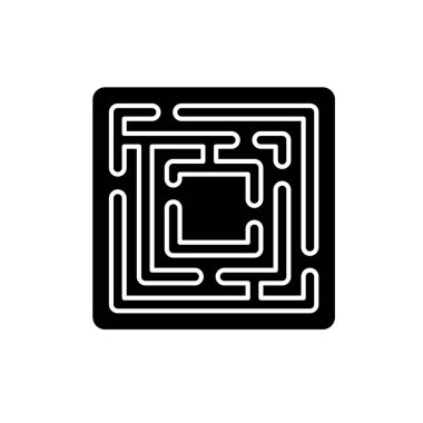 Yol işareti izole arka plan üzerinde siyah labirent simgesinde vektör. Labirent kavramı sembol, illüstrasyon yolundaki 