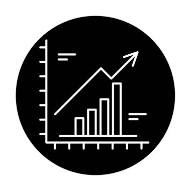 Büyüme grafiği siyah kutsal kişilerin resmi, vektör izole arka plan üzerinde işareti. Büyüme grafiği kavramı sembol, illüstrasyon 