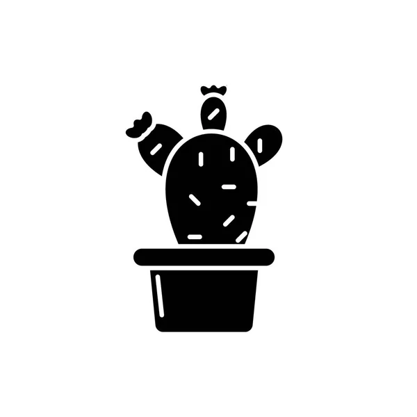 Cactus w puli czarny ikona, wektor znak, na na białym tle. Cactus w puli pojęcie symbolu, ilustracja — Wektor stockowy