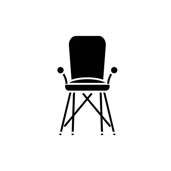 Sedia neonato in camera icona nera, segno vettoriale su sfondo isolato. Sedia per bambini in camera concept symbol, illustrazione — Vettoriale Stock