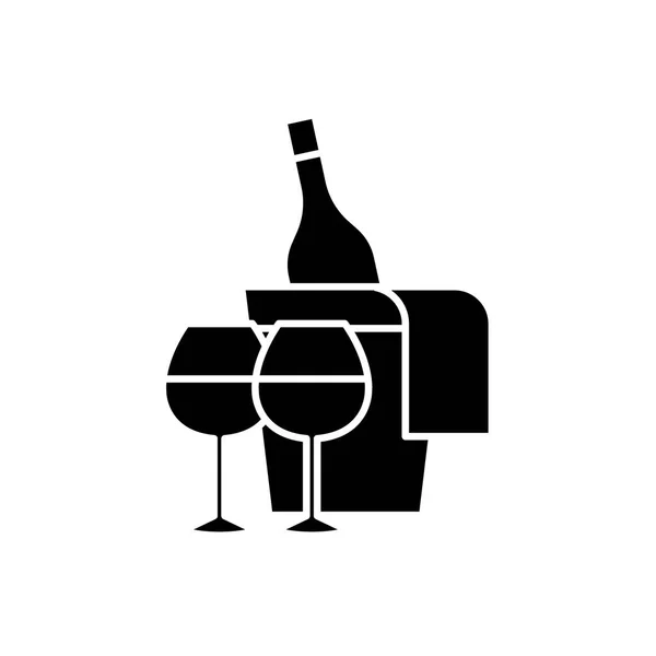 Ícone preto espumante vinho, sinal de vetor em fundo isolado. Símbolo de conceito de vinho espumante, ilustração —  Vetores de Stock