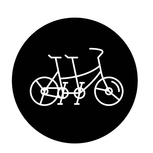 Doble bicicleta icono negro, signo de vector sobre fondo aislado. Símbolo concepto bici doble, ilustración — Archivo Imágenes Vectoriales