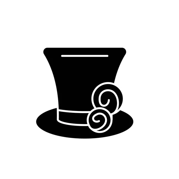 円柱帽子黒アイコン ベクトル分離背景に記号。円柱帽子コンセプト シンボルの図 — ストックベクタ