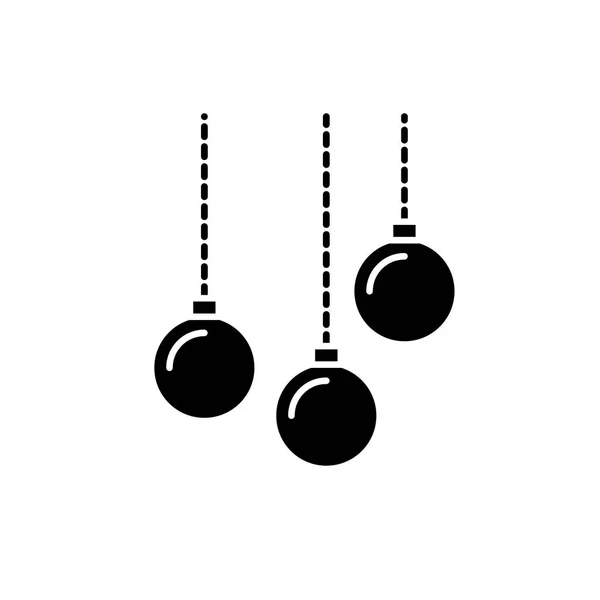圣诞球黑色图标, 矢量标志在孤立的背景。圣诞球概念标志, 例证 — 图库矢量图片