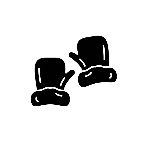 Mittens icona nera, segno vettoriale su sfondo isolato. Mittens concept symbol, illustrazione — Vettoriale Stock