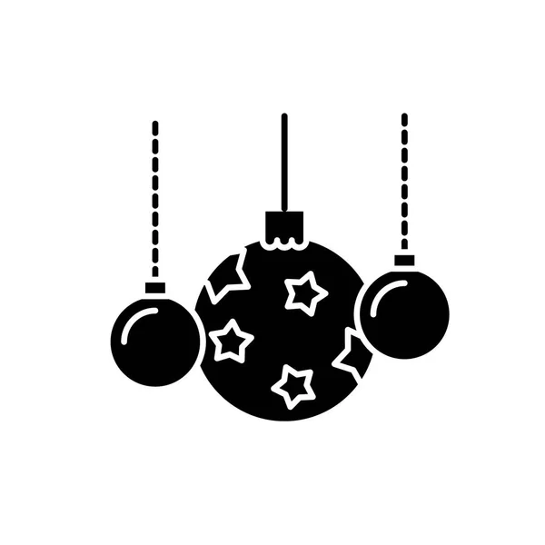 Hermosas bolas de Navidad icono negro, signo de vector sobre fondo aislado. Hermosas bolas de Navidad concepto símbolo, ilustración — Vector de stock