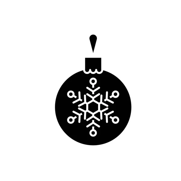 Bola de decoración de Navidad icono negro, signo de vector sobre fondo aislado. Símbolo de concepto de bola de decoración de Navidad, ilustración — Vector de stock