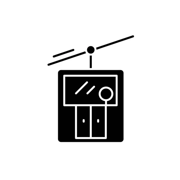Лижний Ліфт Чорна Ікона Концептуальний Векторний Знак Ізольованому Фоні Лижний — стоковий вектор