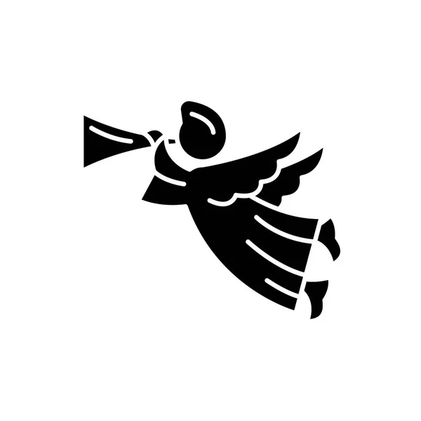 Ángel icono negro, signo vectorial sobre fondo aislado. Ángel concepto símbolo, ilustración — Archivo Imágenes Vectoriales