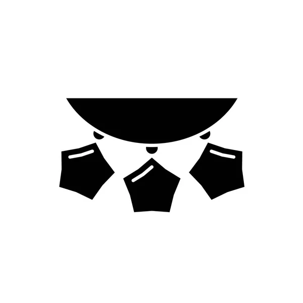 Perles guirlandes icône noire, signe vectoriel sur fond isolé. Perles guirlandes concept symbole, illustration — Image vectorielle
