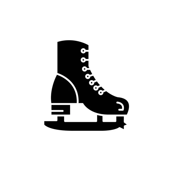 Patines icono negro, signo vectorial sobre fondo aislado. Símbolo concepto patines, ilustración — Vector de stock