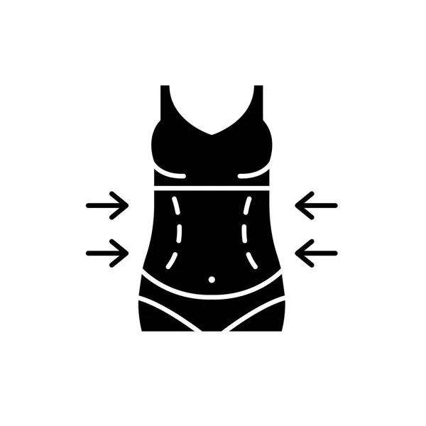 Черный значок, векторный знак на изолированном фоне. Символ теряемого веса, иллюстрация — стоковый вектор