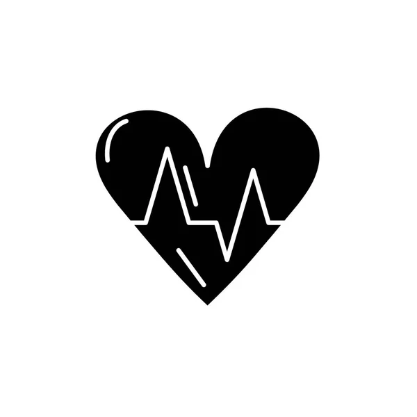 Icône noire de cardiologie, signe vectoriel sur fond isolé. Concept de cardiologie symbole, illustration — Image vectorielle